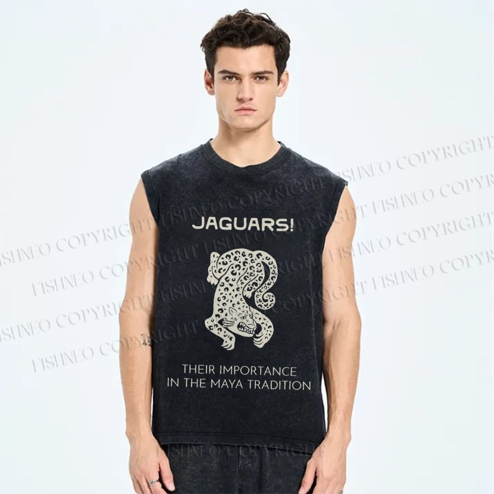 Unisex Jaguars the Panther Printed Washed Tank Top