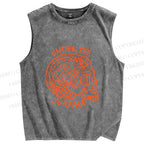Unisex Rat Under the Surface in Skull Printed Washed Tank Top