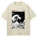 Unisex Retro Wave Japan Printed Washed Tee