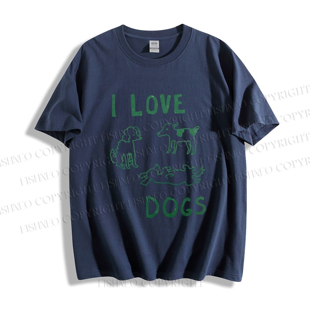 Unisex Classic Cotton I Love Dogs Printed T-shirt