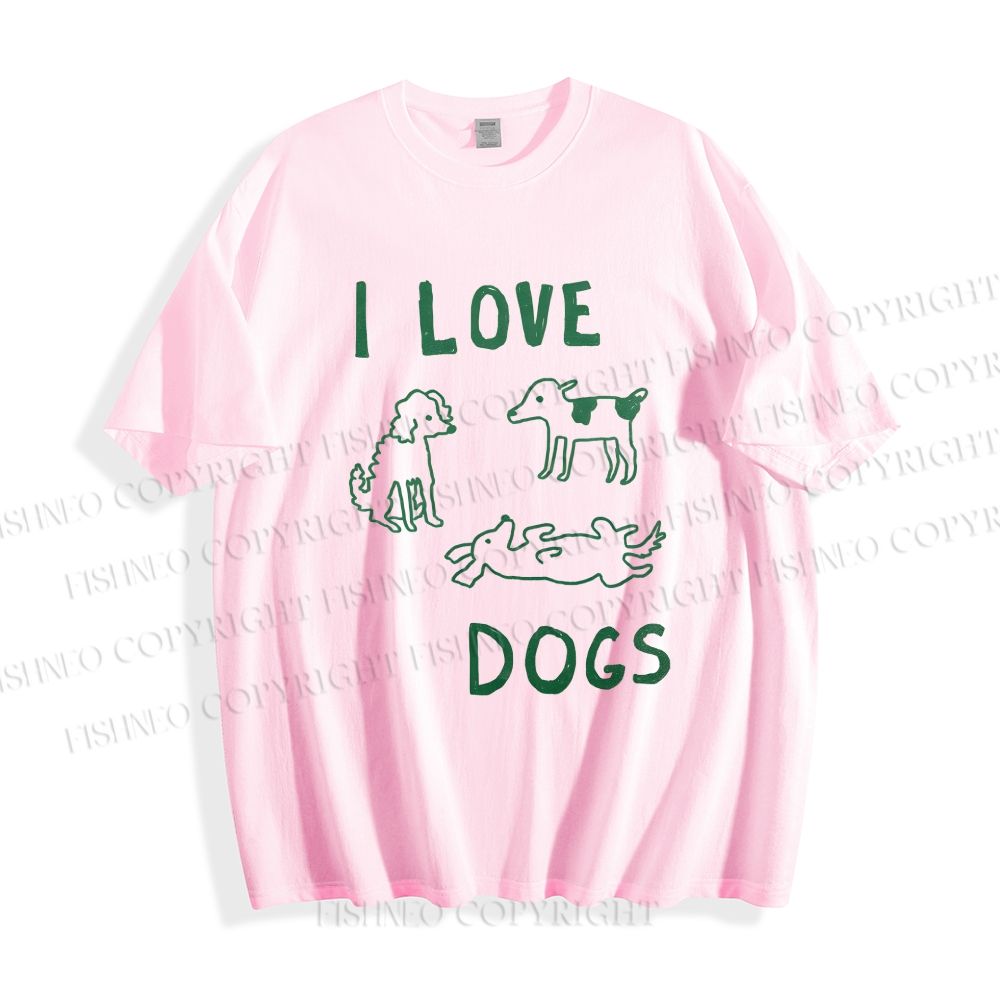 Unisex Classic Cotton I Love Dogs Printed T-shirt