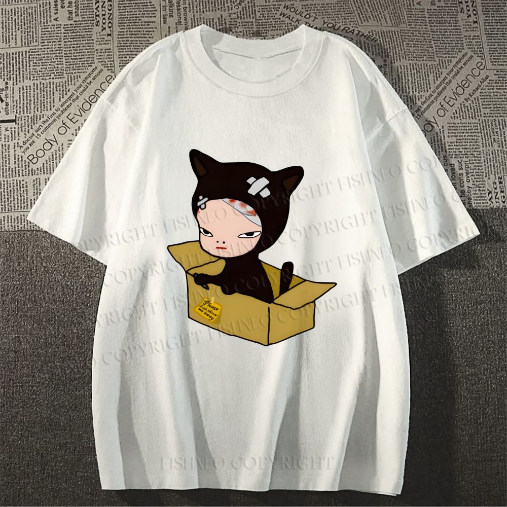 Unisex Classic Cotton Yoshitomo Nara Box Printed T-shirt
