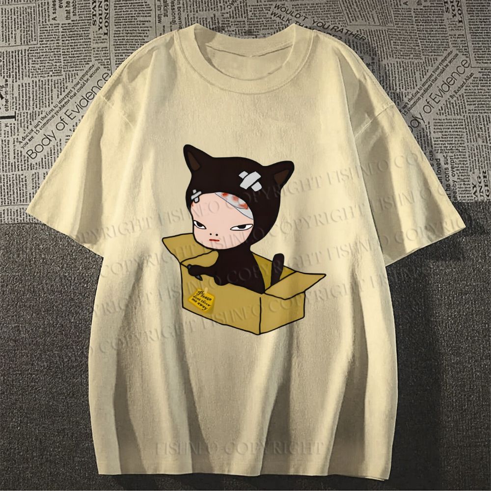 Unisex Classic Cotton Yoshitomo Nara Box Printed T-shirt