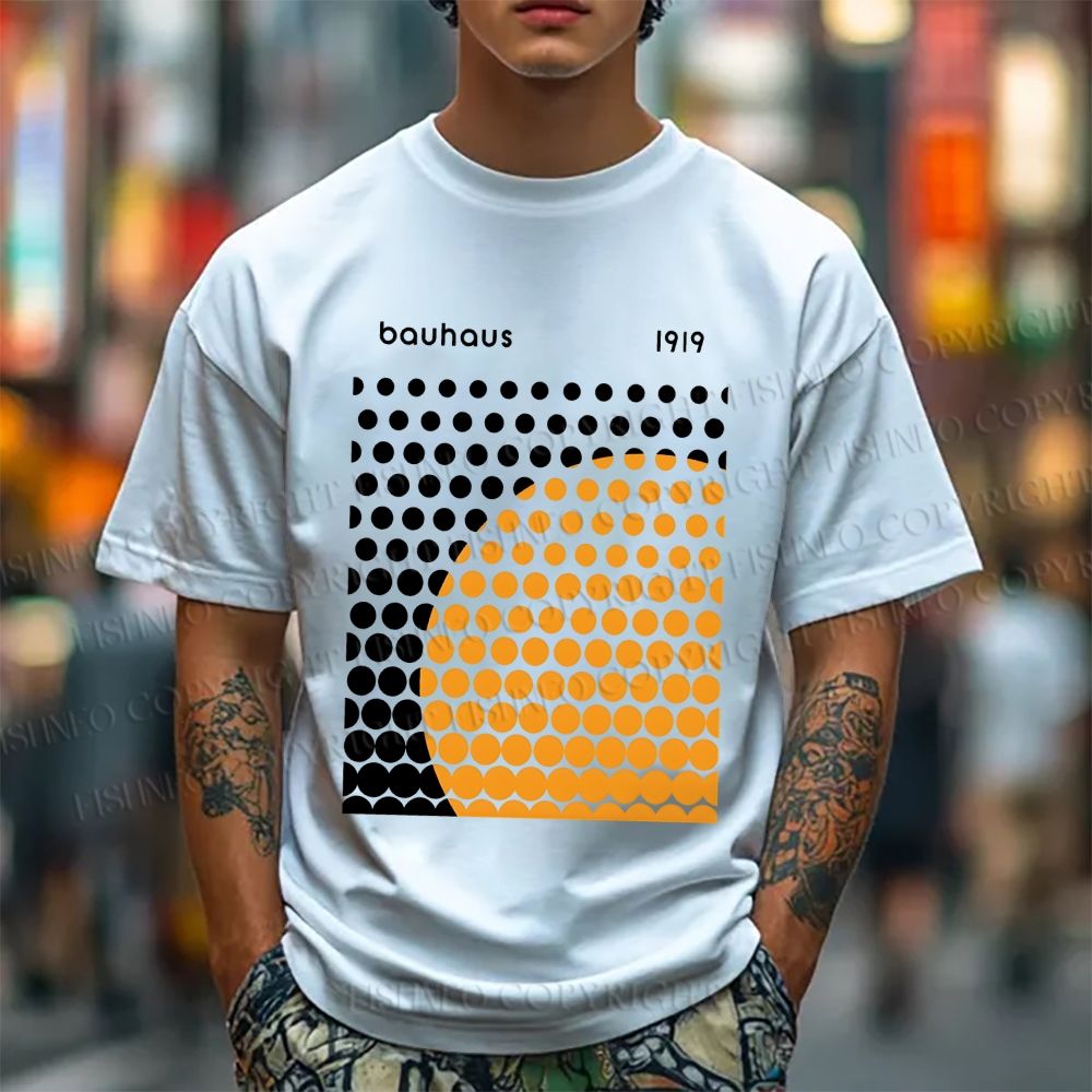 Unisex Classic Cotton Bauhaus Geometric Circles Printed T-shirt
