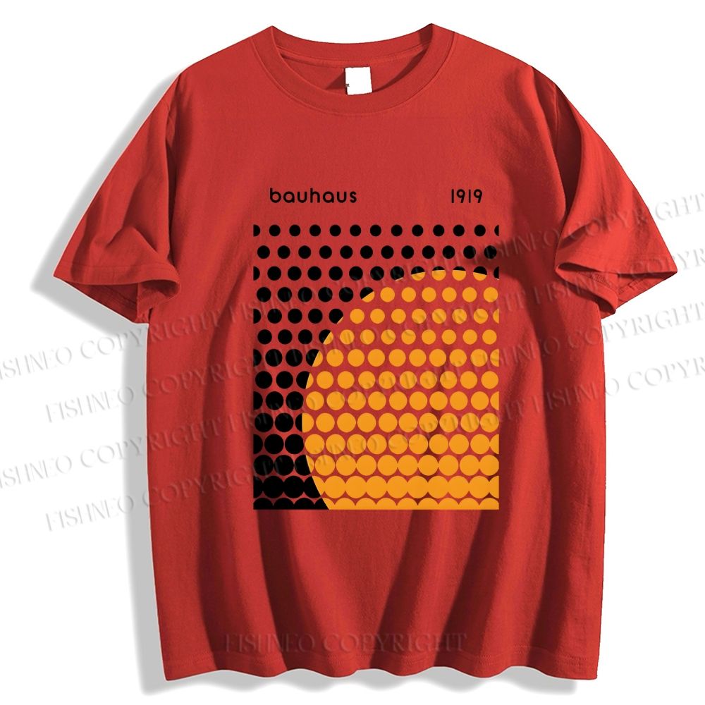 Unisex Classic Cotton Bauhaus Geometric Circles Printed T-shirt