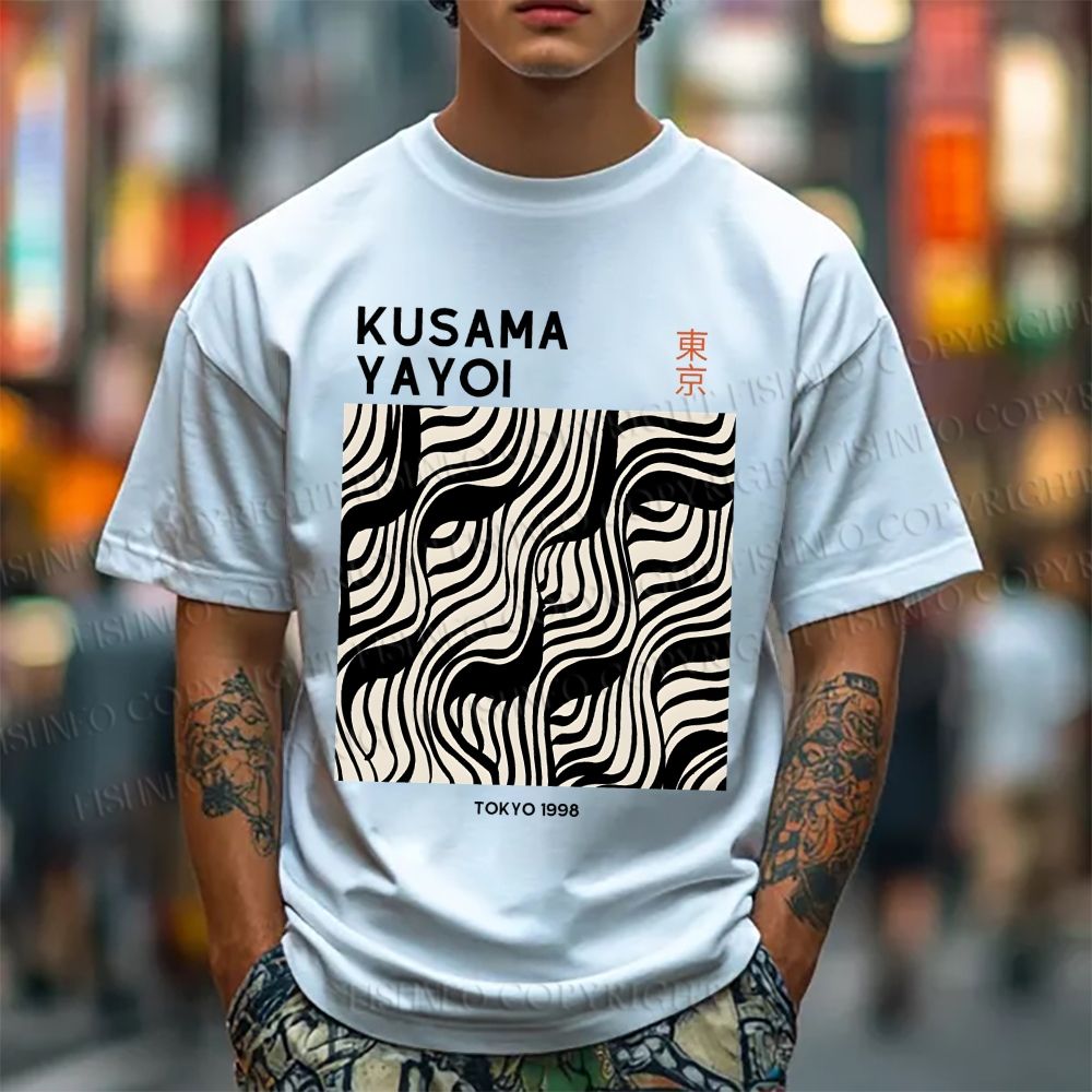 Unisex Classic Cotton Yayoi Kusama Geometry Printed T-shirt