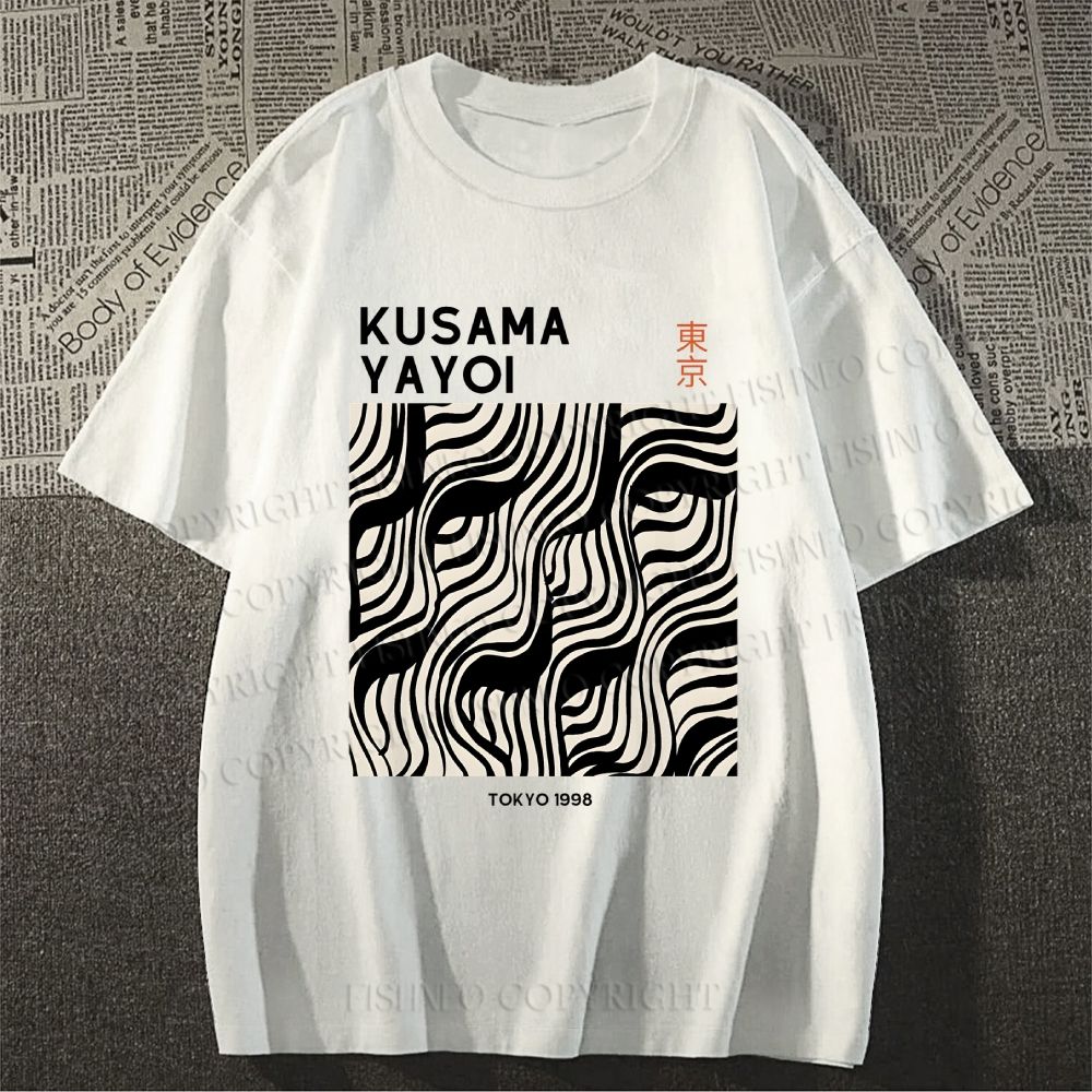 Unisex Classic Cotton Yayoi Kusama Geometry Printed T-shirt
