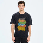 Unisex Colorful Capybaras Washed T-Shirt