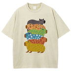 Unisex Colorful Capybaras Washed T-Shirt