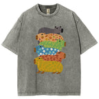Unisex Colorful Capybaras Washed T-Shirt