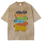 Unisex Colorful Capybaras Washed T-Shirt