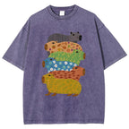Unisex Colorful Capybaras Washed T-Shirt