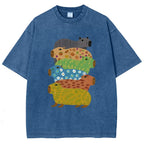 Unisex Colorful Capybaras Washed T-Shirt