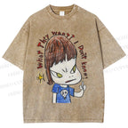 Unisex Yoshitomo Nara What They Want I Don't know Printed Washed Tee