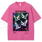 Unisex Yayoi Kusama Crane Printed Washed Tee