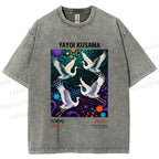 Unisex Yayoi Kusama Crane Printed Washed Tee