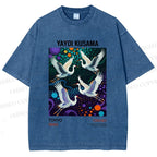 Unisex Yayoi Kusama Crane Printed Washed Tee