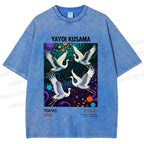 Unisex Yayoi Kusama Crane Printed Washed Tee