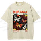 Unisex Yayoi Kusama Butterfly Printed Washed Tee