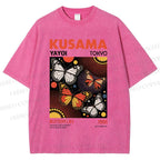 Unisex Yayoi Kusama Butterfly Printed Washed Tee