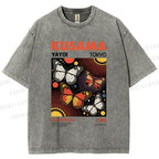 Unisex Yayoi Kusama Butterfly Printed Washed Tee