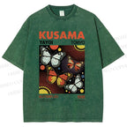 Unisex Yayoi Kusama Butterfly Printed Washed Tee