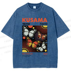 Unisex Yayoi Kusama Butterfly Printed Washed Tee