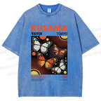 Unisex Yayoi Kusama Butterfly Printed Washed Tee