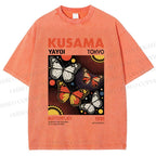 Unisex Yayoi Kusama Butterfly Printed Washed Tee