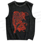 Unisex Cattle Black Angels Printed Washed Tank Top