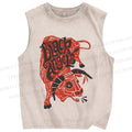 Unisex Cattle Black Angels Printed Washed Tank Top