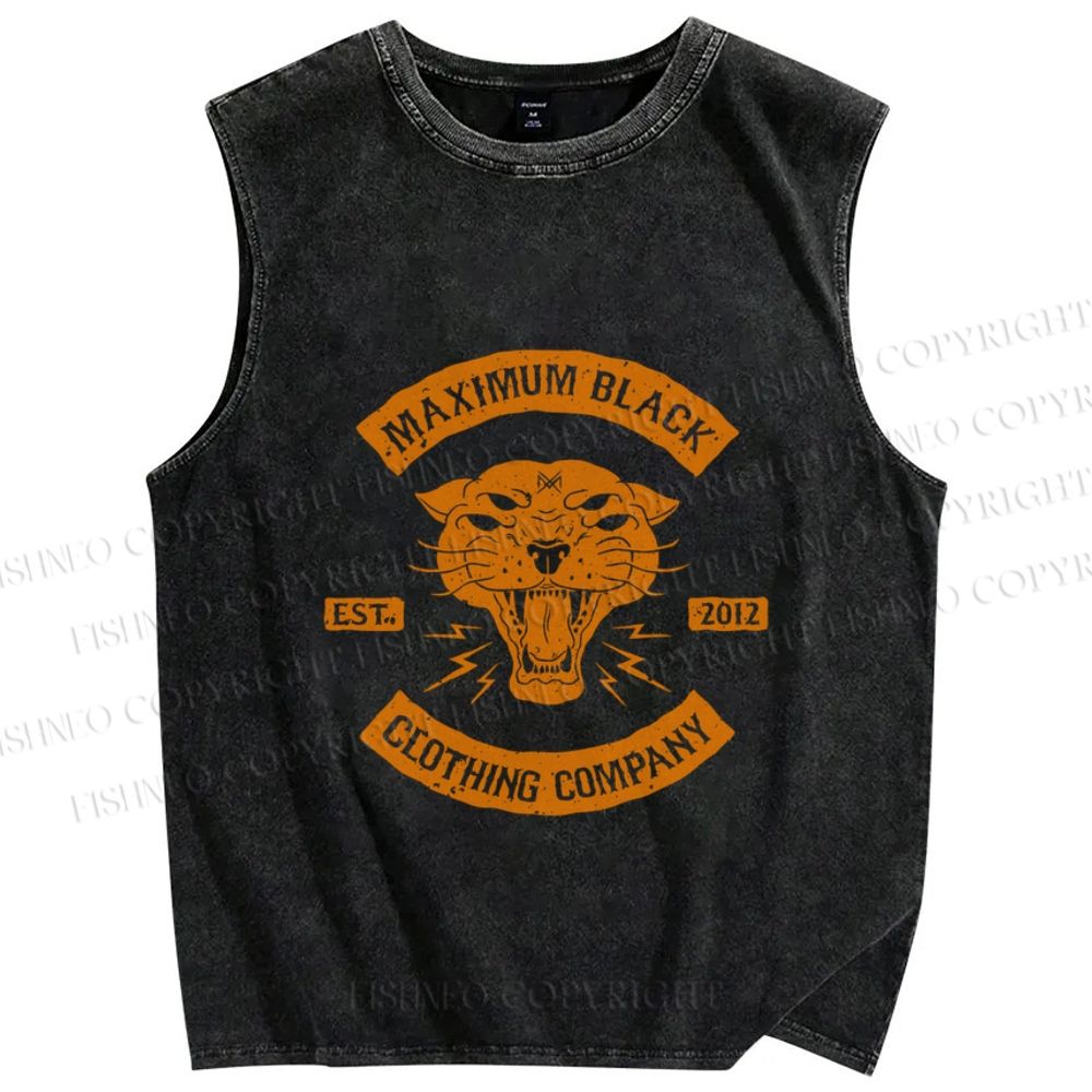 Unisex Lighting Panther Printed Washed Tank Top
