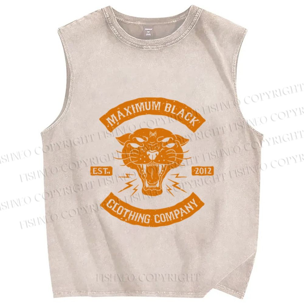 Unisex Lighting Panther Printed Washed Tank Top