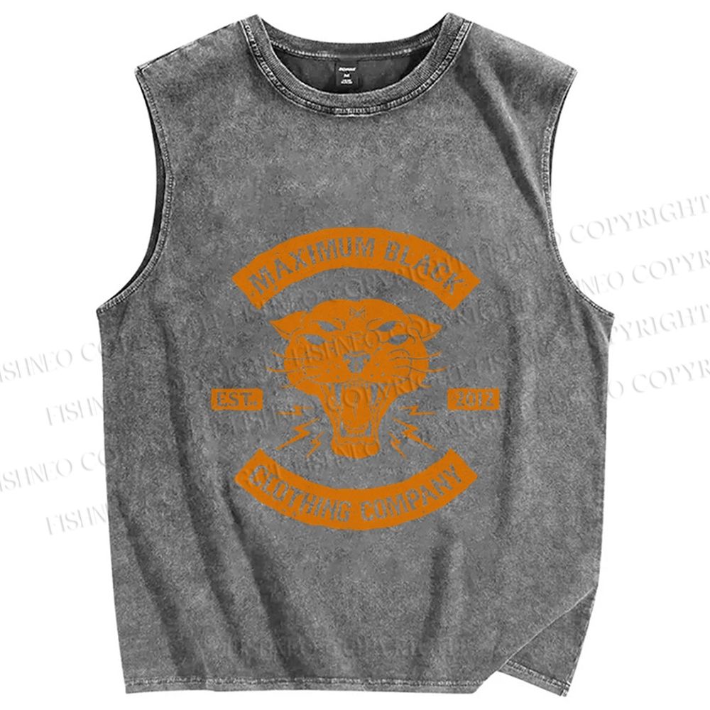 Unisex Lighting Panther Printed Washed Tank Top