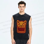 Unisex Panther in Magma Printed Washed Tank Top