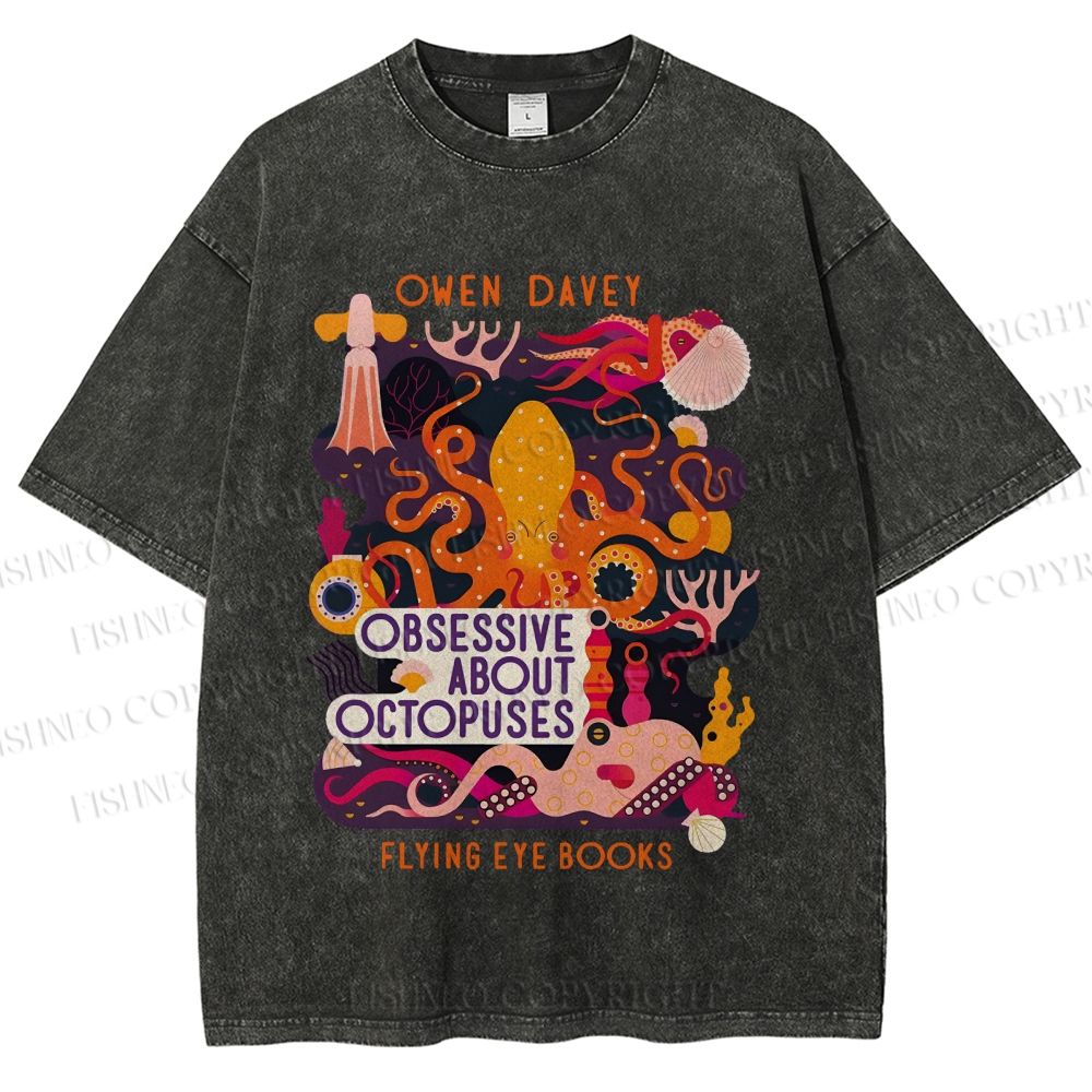 Unisex Obsessive About Octopuses Printed Washed Tee