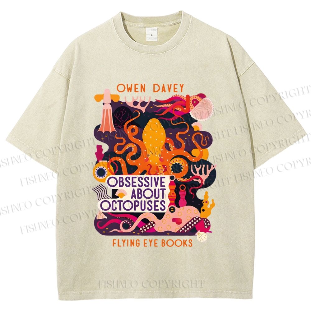 Unisex Obsessive About Octopuses Printed Washed Tee