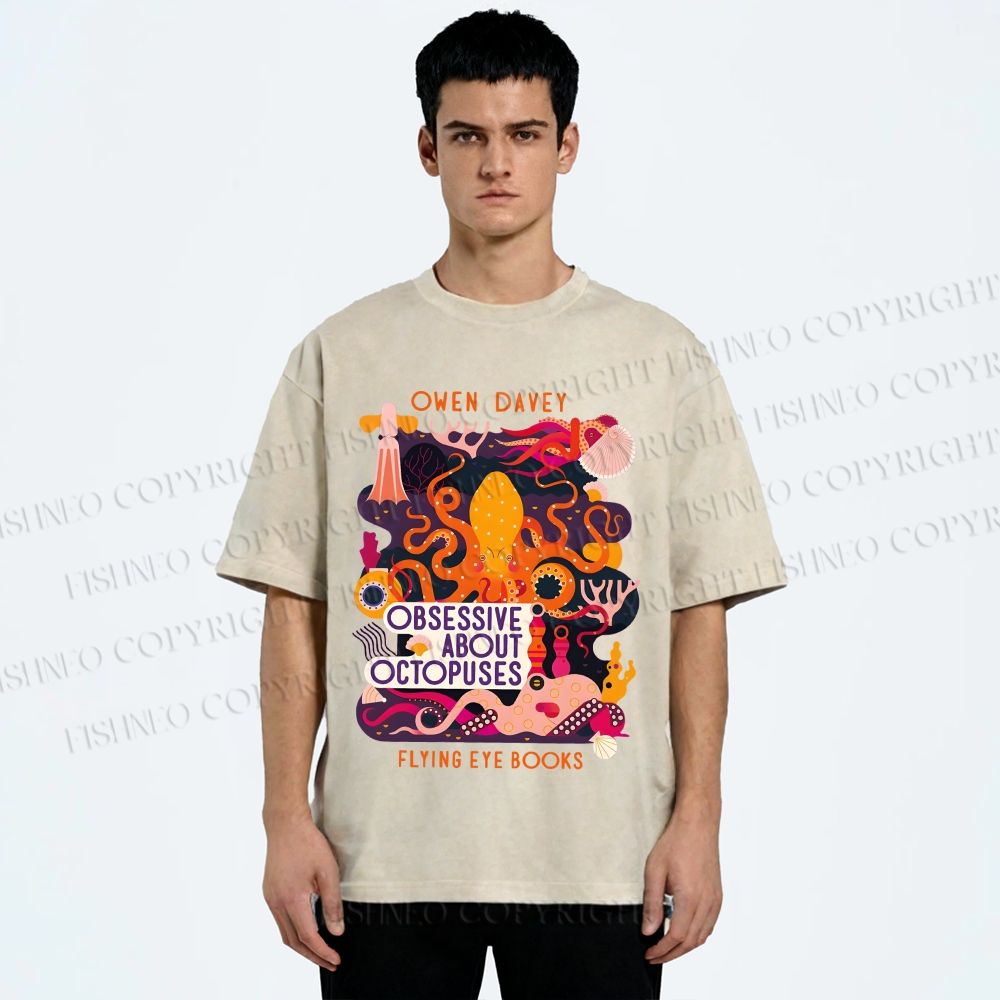 Unisex Obsessive About Octopuses Printed Washed Tee