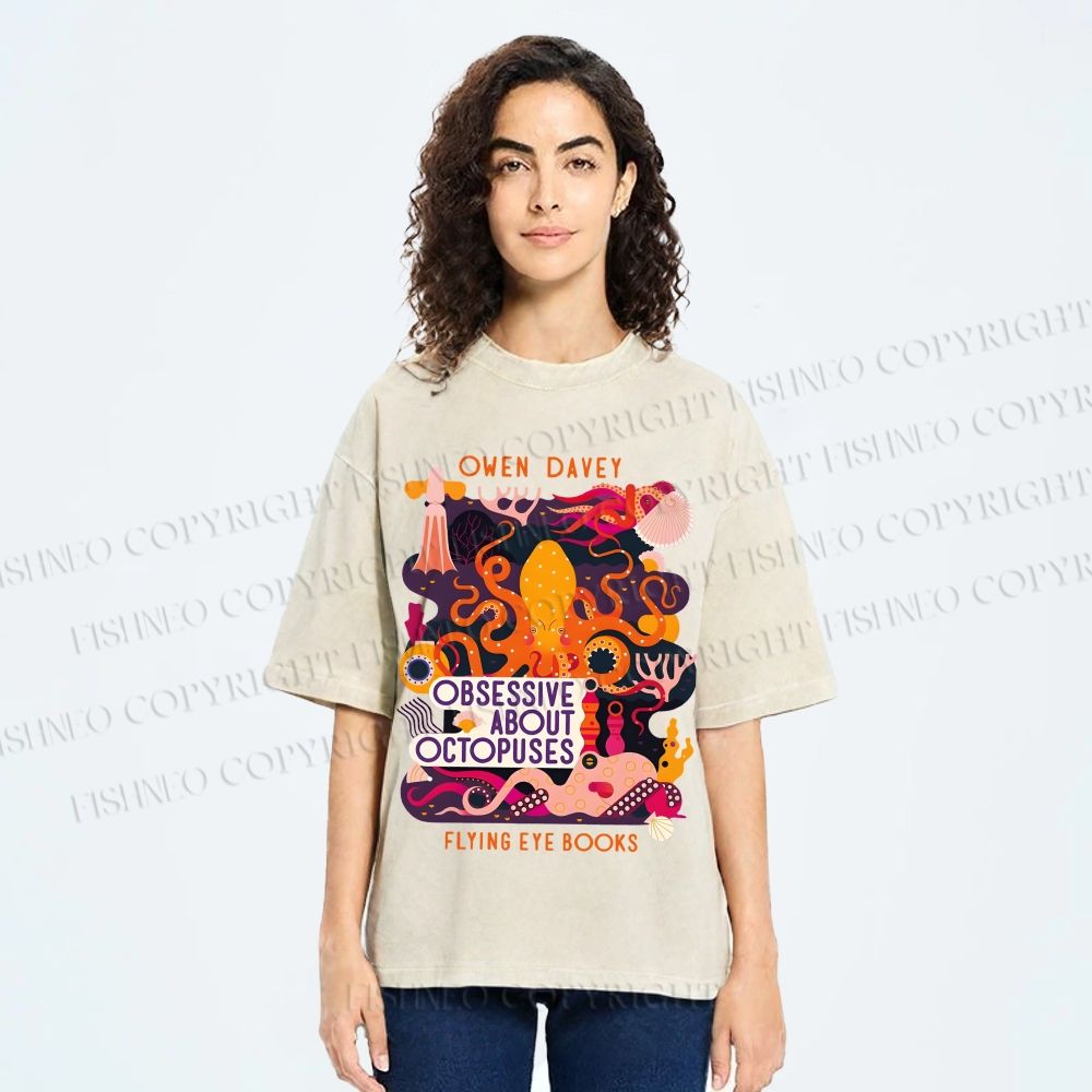 Unisex Obsessive About Octopuses Printed Washed Tee