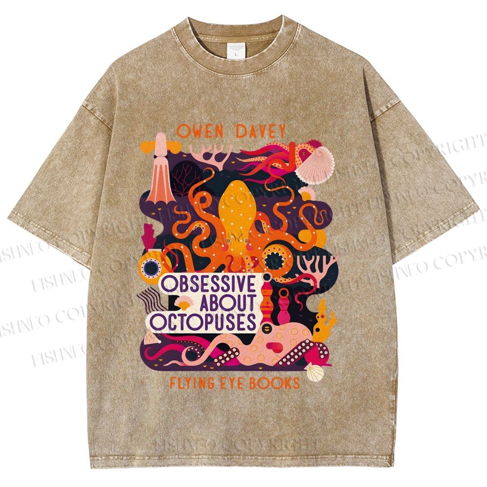Unisex Obsessive About Octopuses Printed Washed Tee