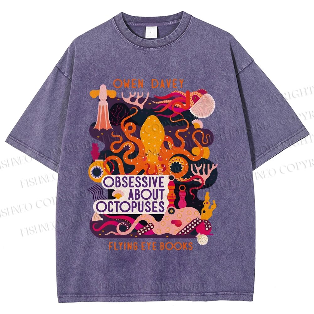 Unisex Obsessive About Octopuses Printed Washed Tee