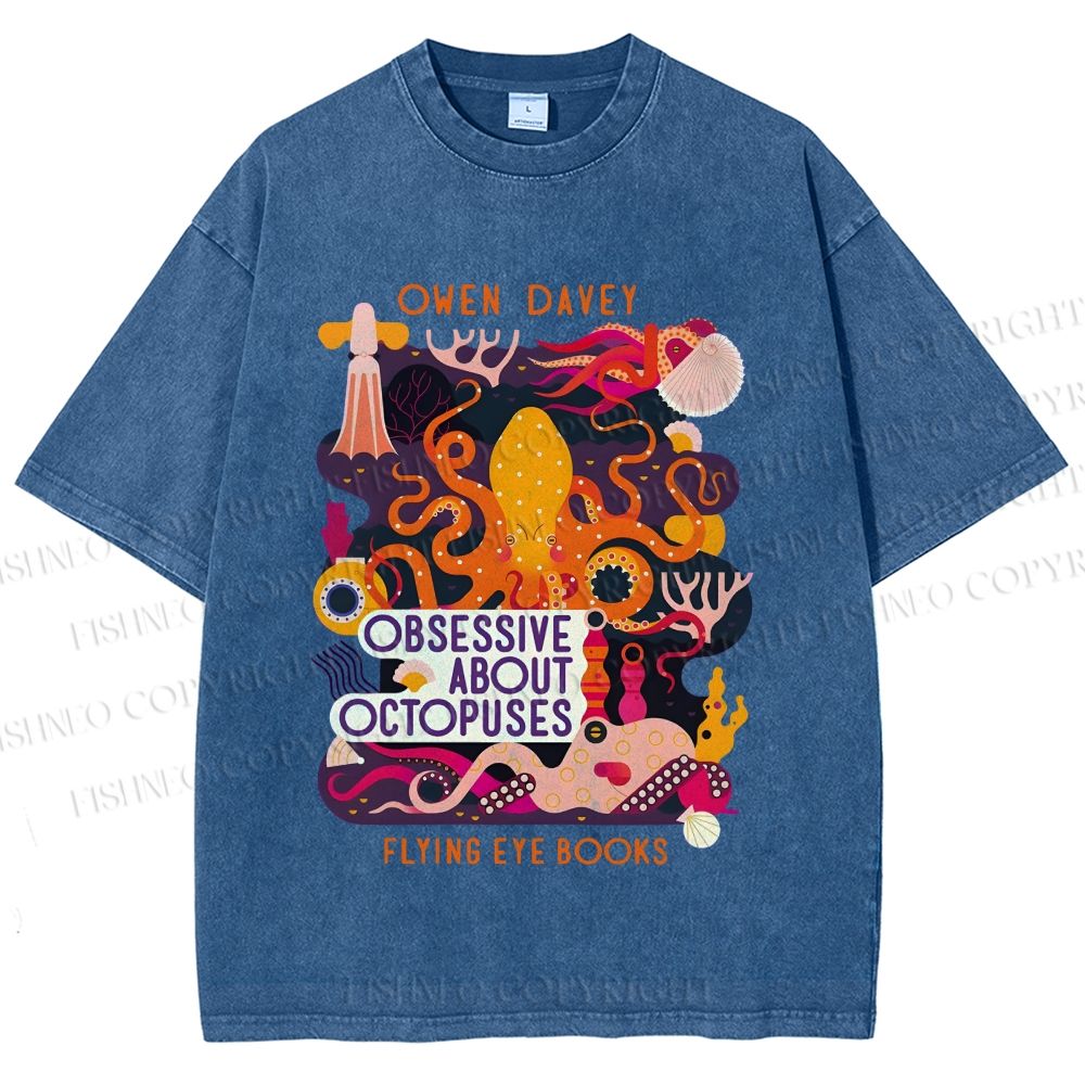 Unisex Obsessive About Octopuses Printed Washed Tee