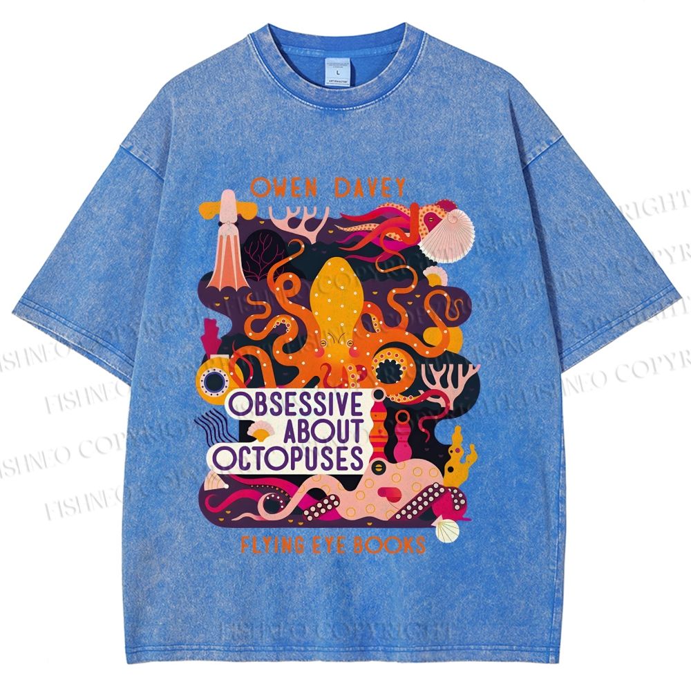 Unisex Obsessive About Octopuses Printed Washed Tee