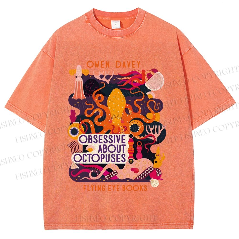 Unisex Obsessive About Octopuses Printed Washed Tee