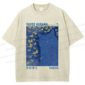 Unisex Yayoi Kusama Blue Cat Printed Washed Tee