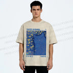 Unisex Yayoi Kusama Blue Cat Printed Washed Tee