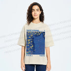 Unisex Yayoi Kusama Blue Cat Printed Washed Tee