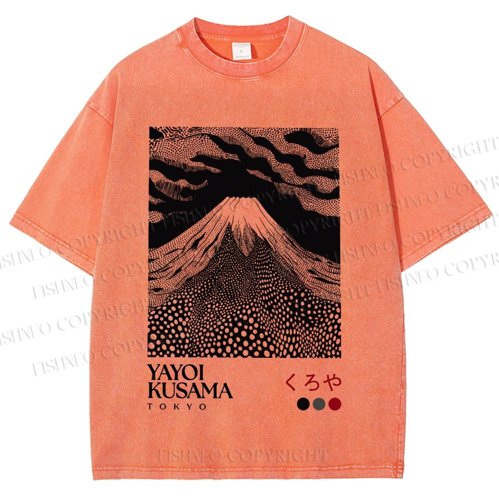 Unisex Yayoi Kusama Mount Fuji Printed Washed Tee