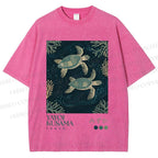 Unisex Yayoi Kusama Turtles Printed Washed Tee