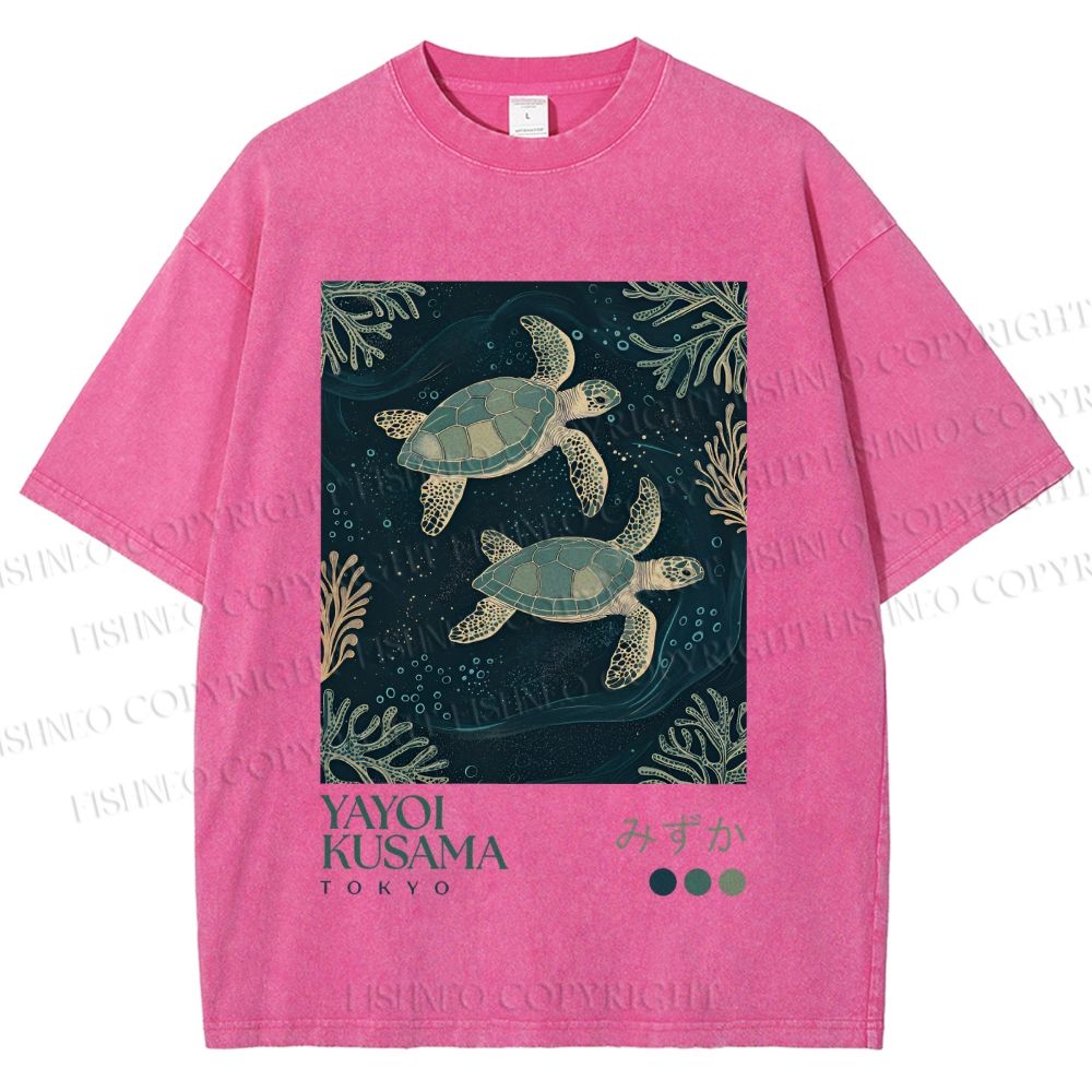 Unisex Yayoi Kusama Turtles Printed Washed Tee